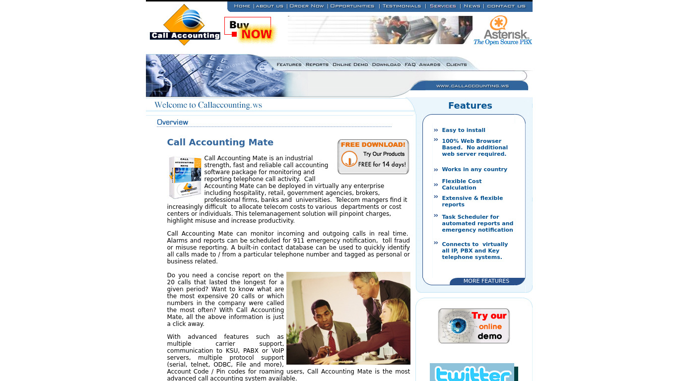 Call Accounting Mate Landing page