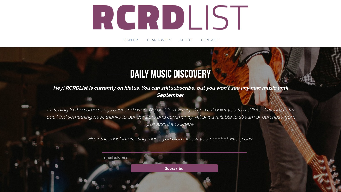 list.rcrdbox.com RCRDList Landing page