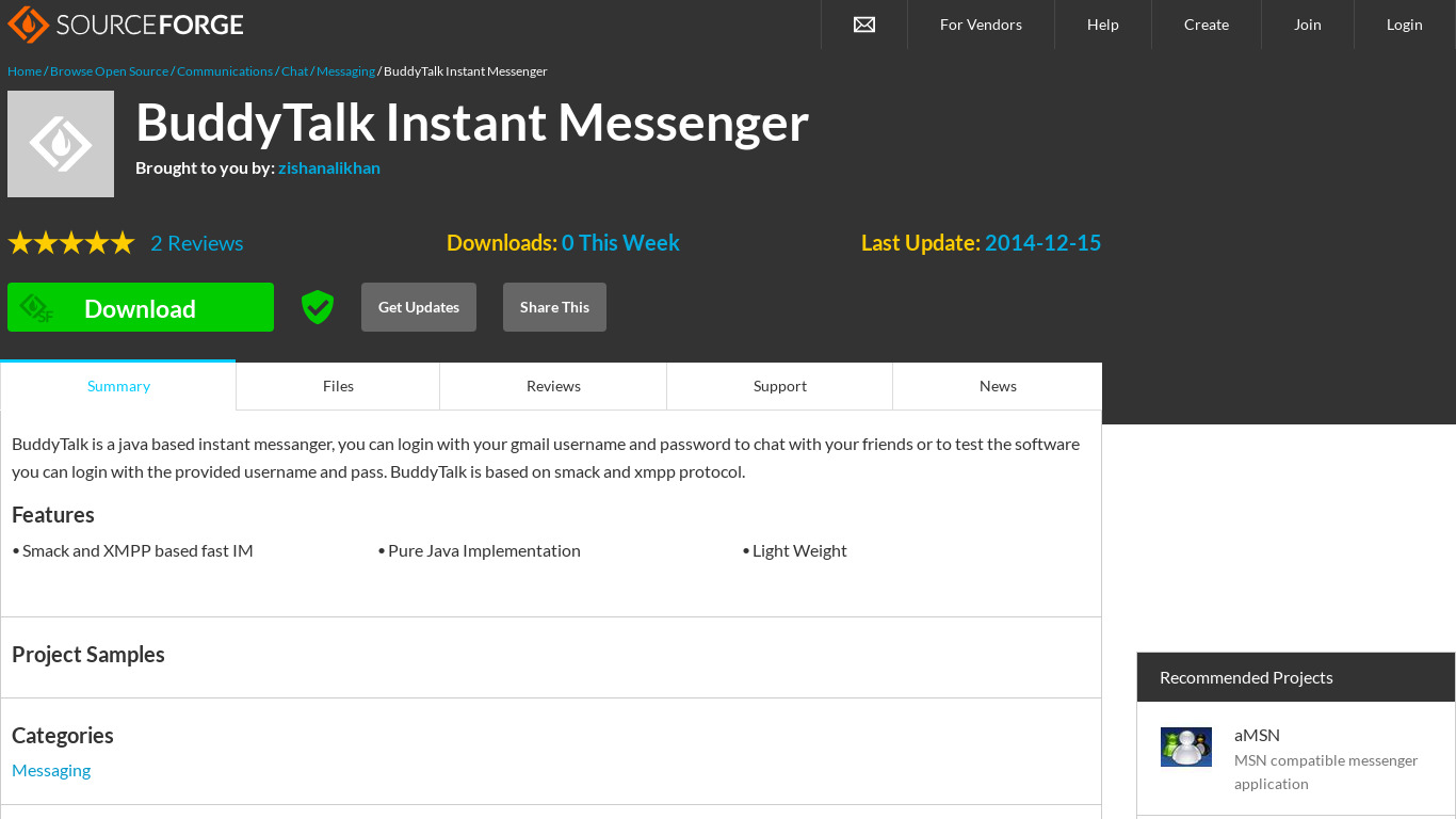 BuddyTalk Instant Messenger Landing page