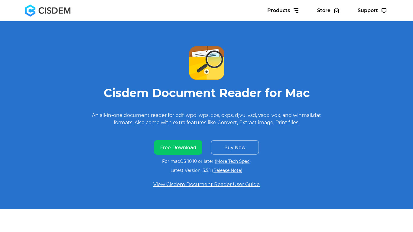 Cisdem DocumentReader Landing page
