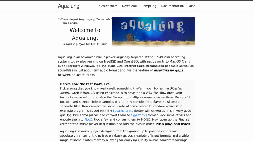 Aqualung Landing Page