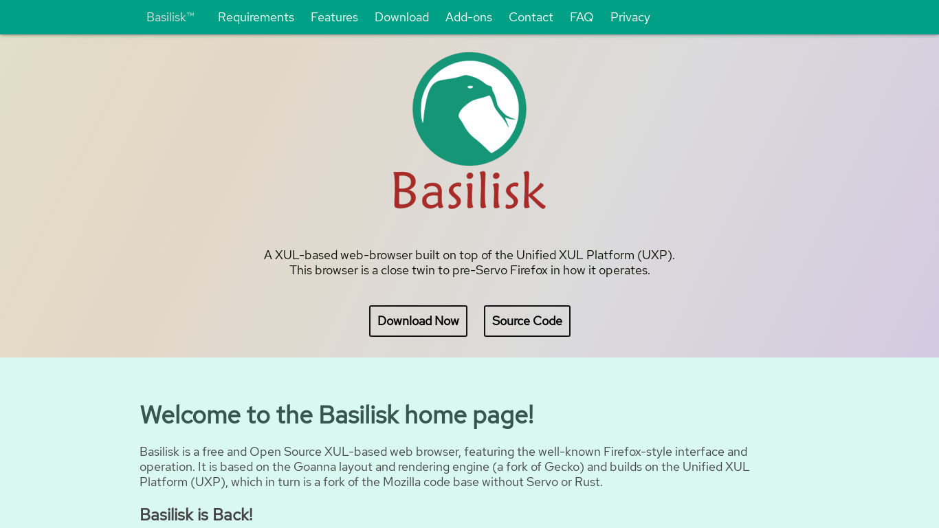 Basilisk Landing page