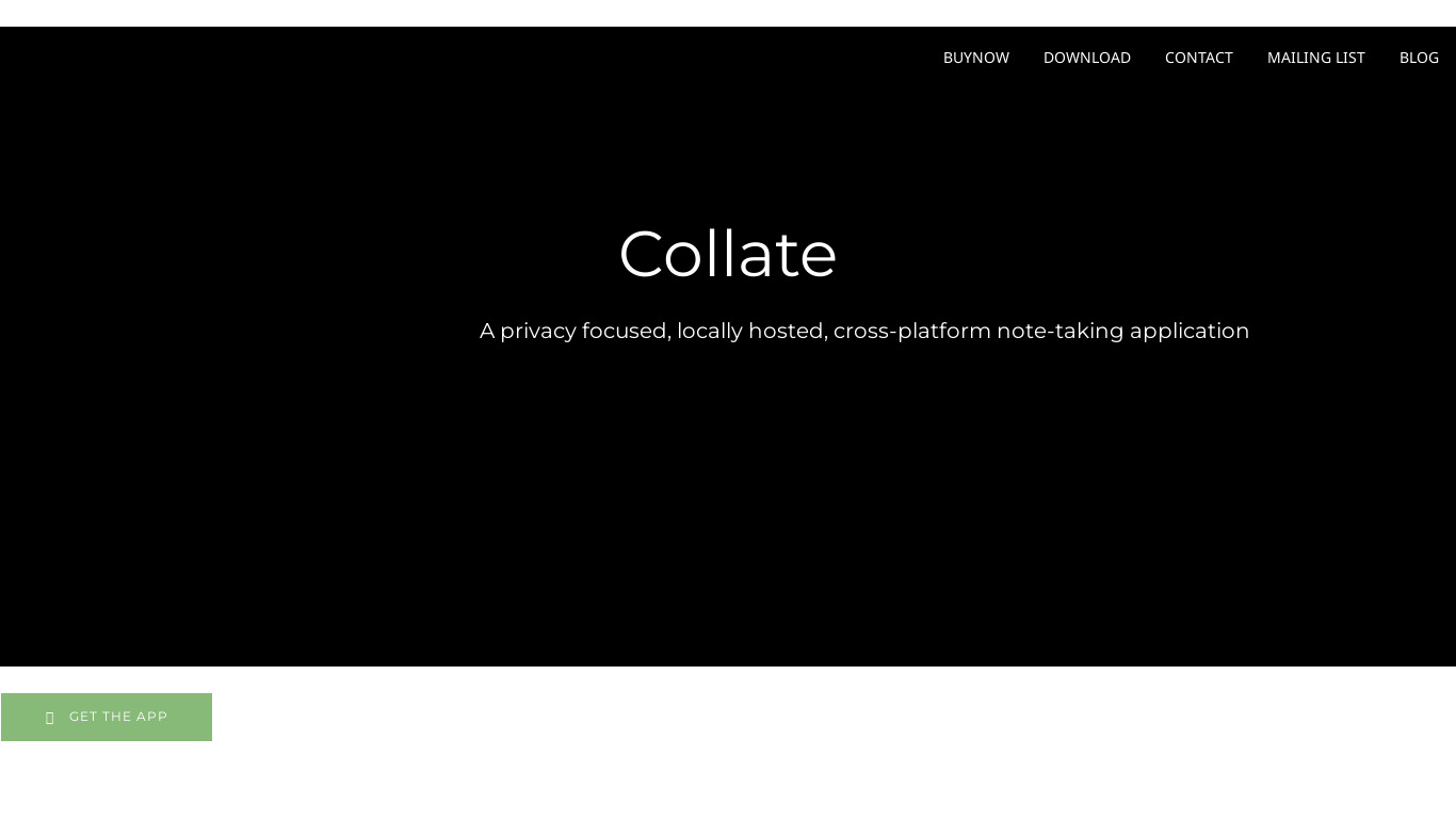 Collate Landing page