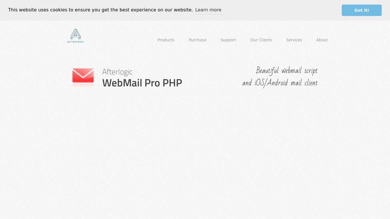 Afterlogic Webmail Landing page