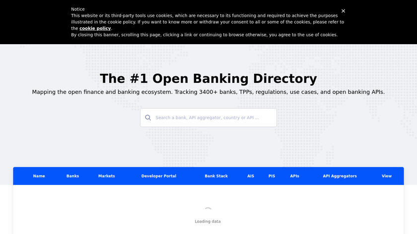 Open Banking API Tracker Landing Page