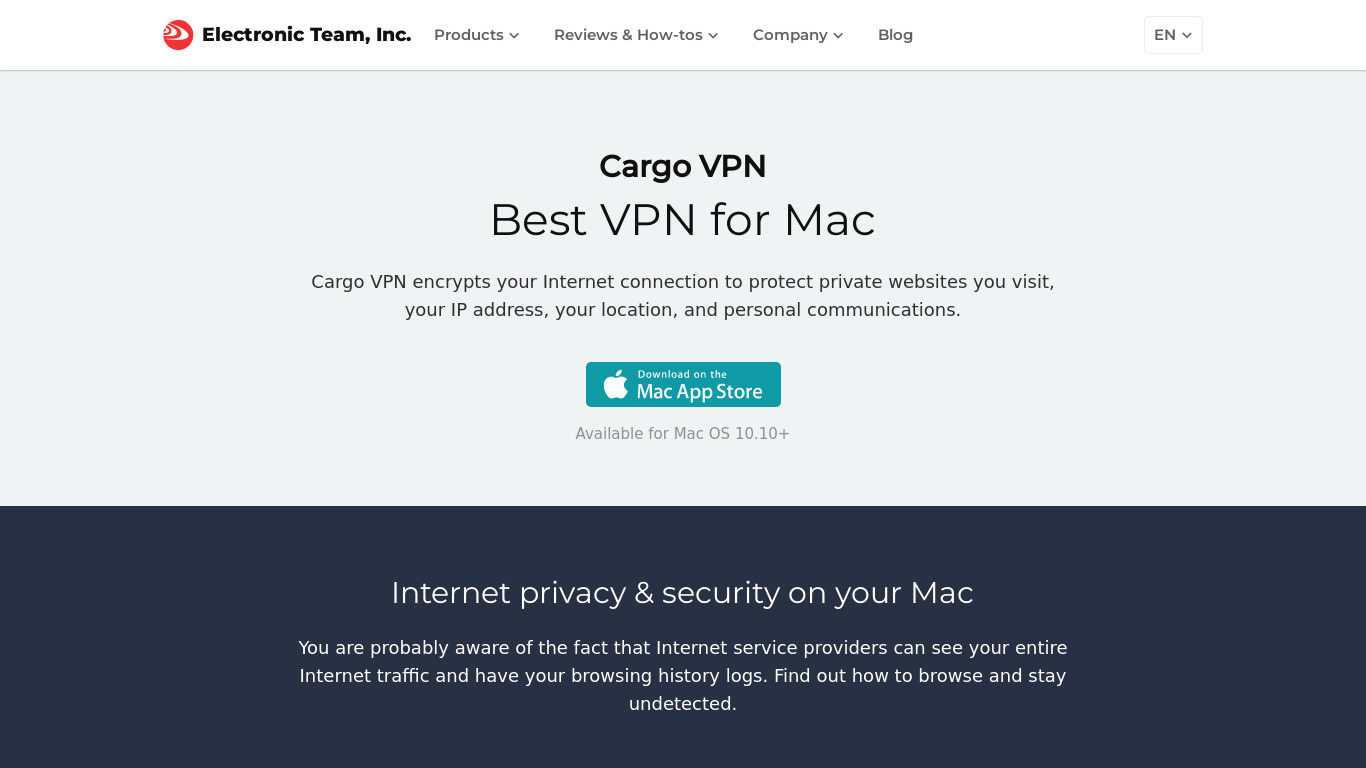 Cargo VPN Landing page