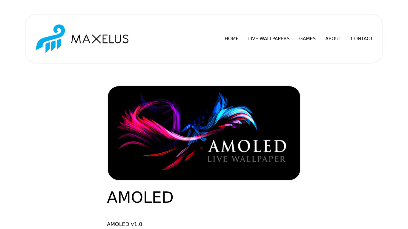 AMOLED LiveWallpaper Landing page