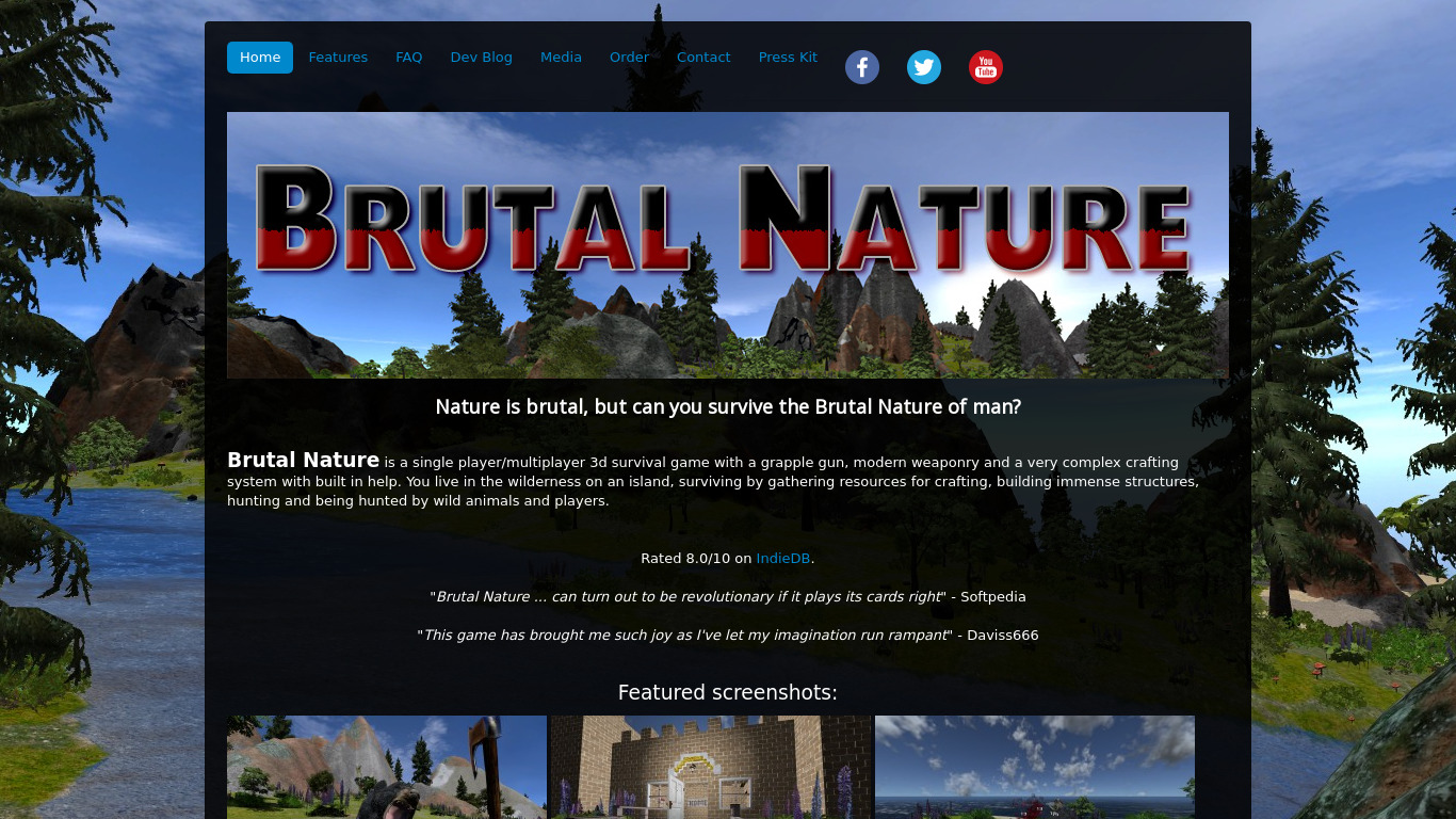 Brutal Nature Landing page