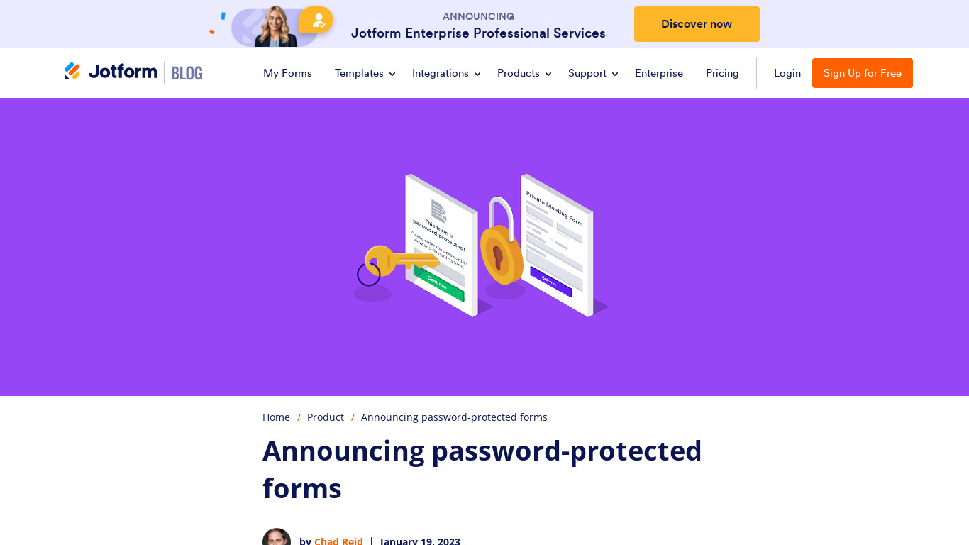 Password-protected forms by JotForm Landing page