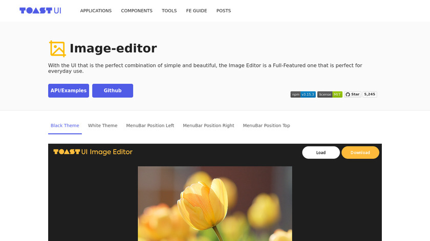 TOAST UI Image Editor Landing Page