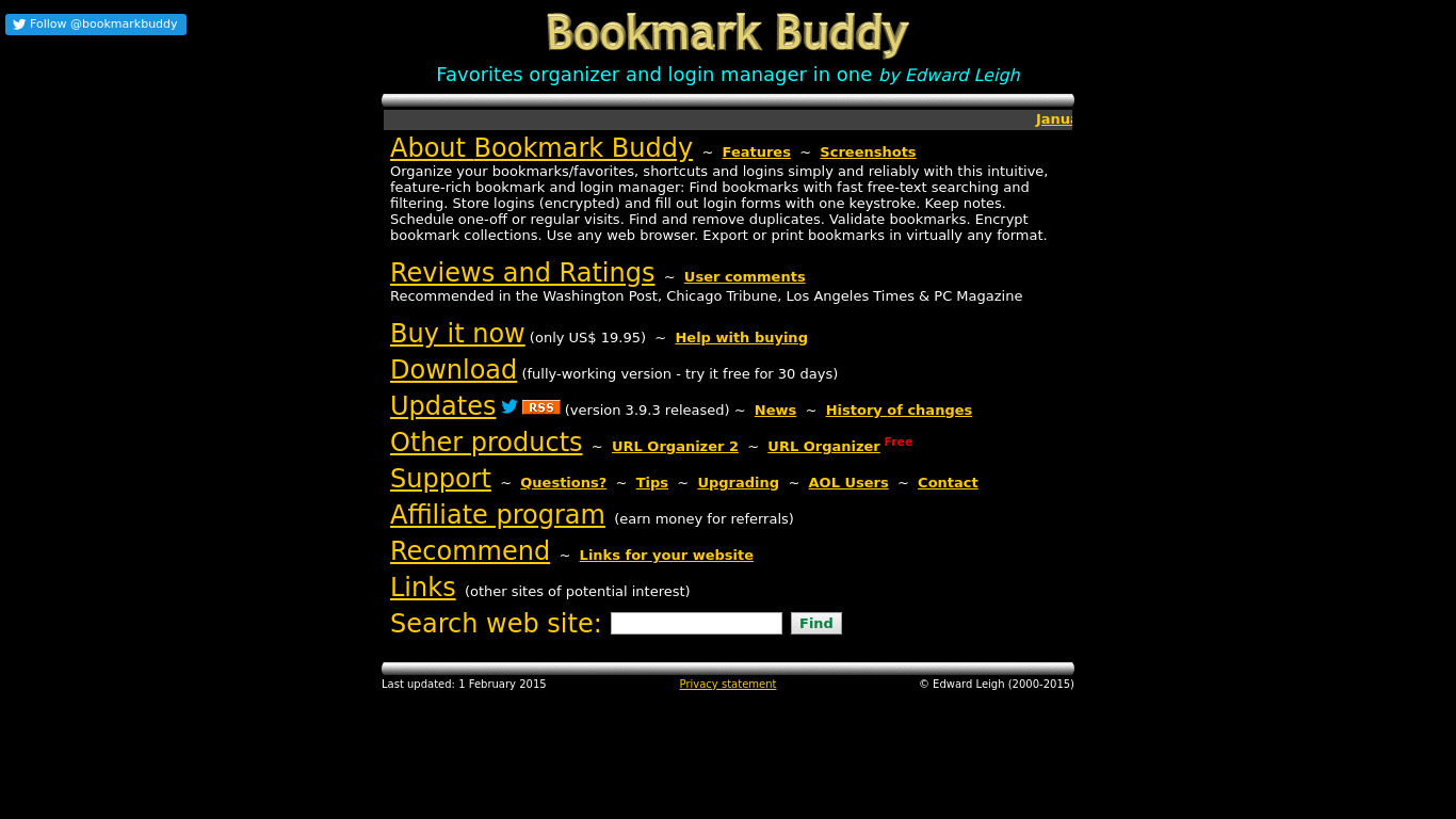 bookmark buddy Landing page