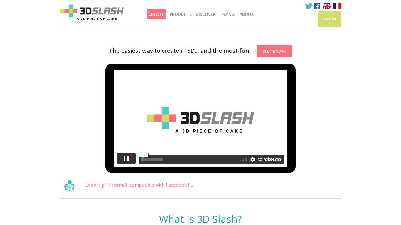 3D Slash Landing page