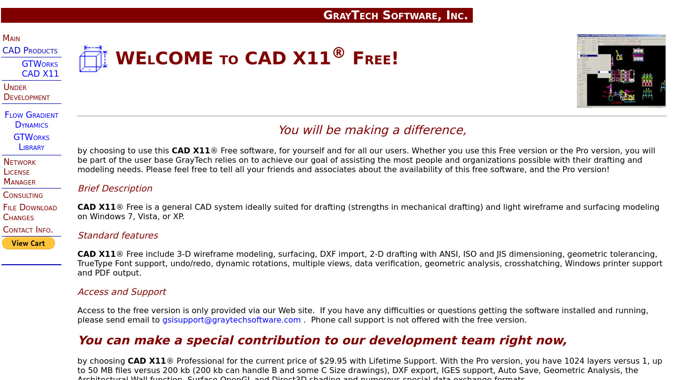CAD X11 Free Landing page
