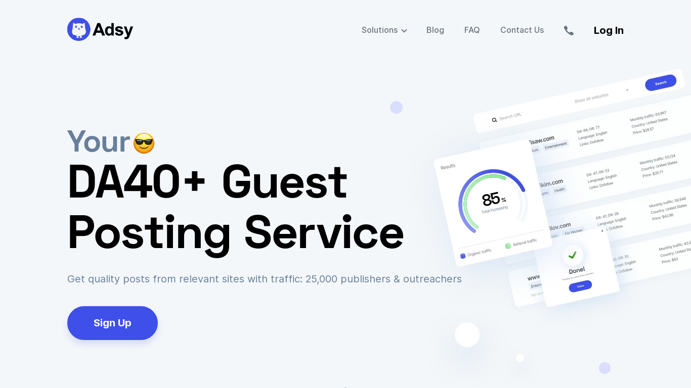 Adsy Landing page