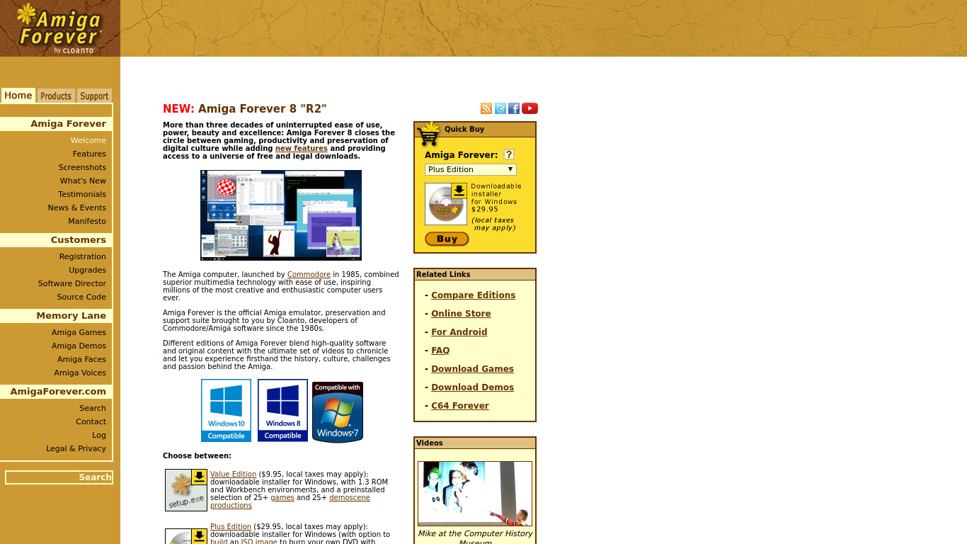 Amiga Forever Landing page