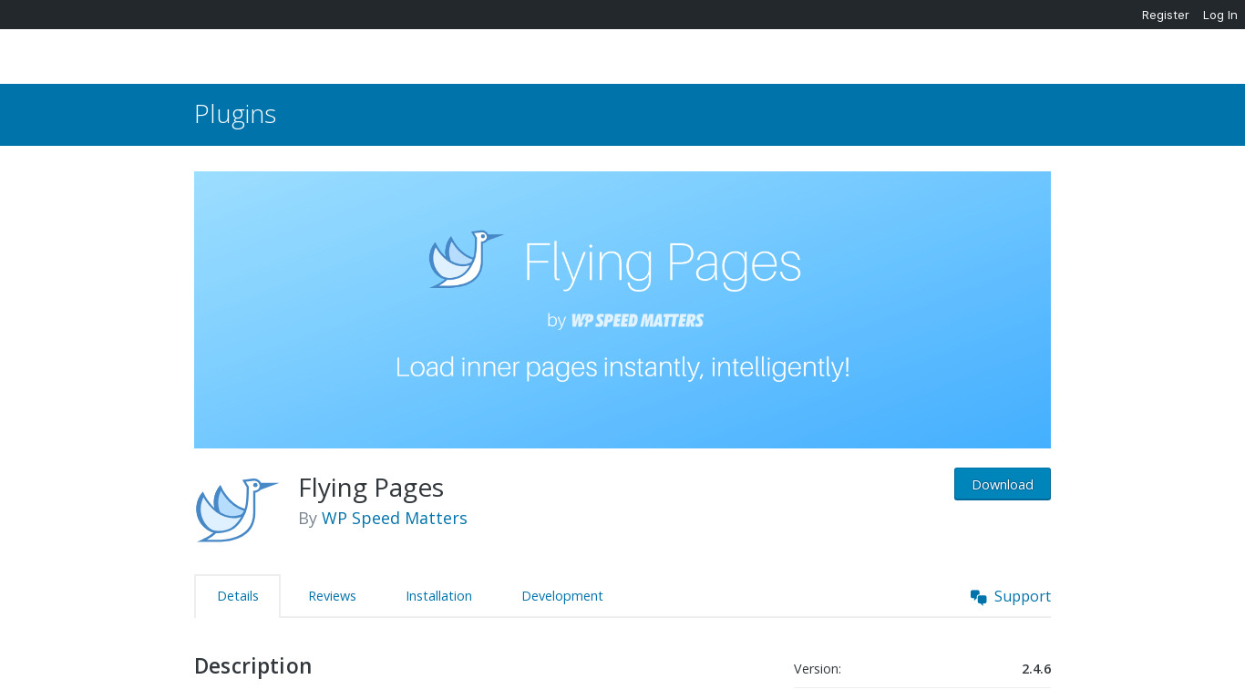 Flying Pages for WordPress Landing page