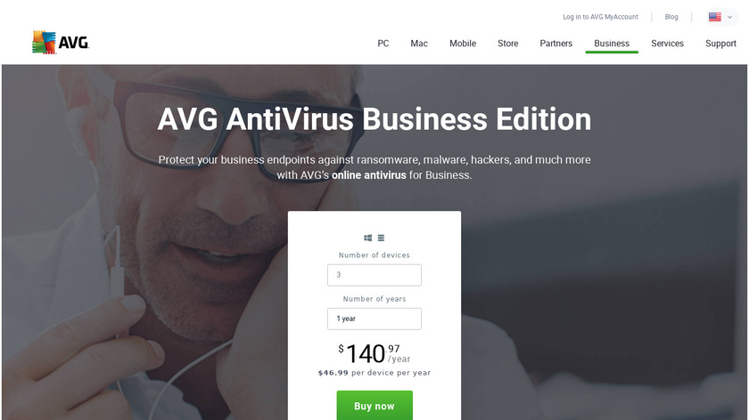 AVG AntiVirus Business Edition Landing Page