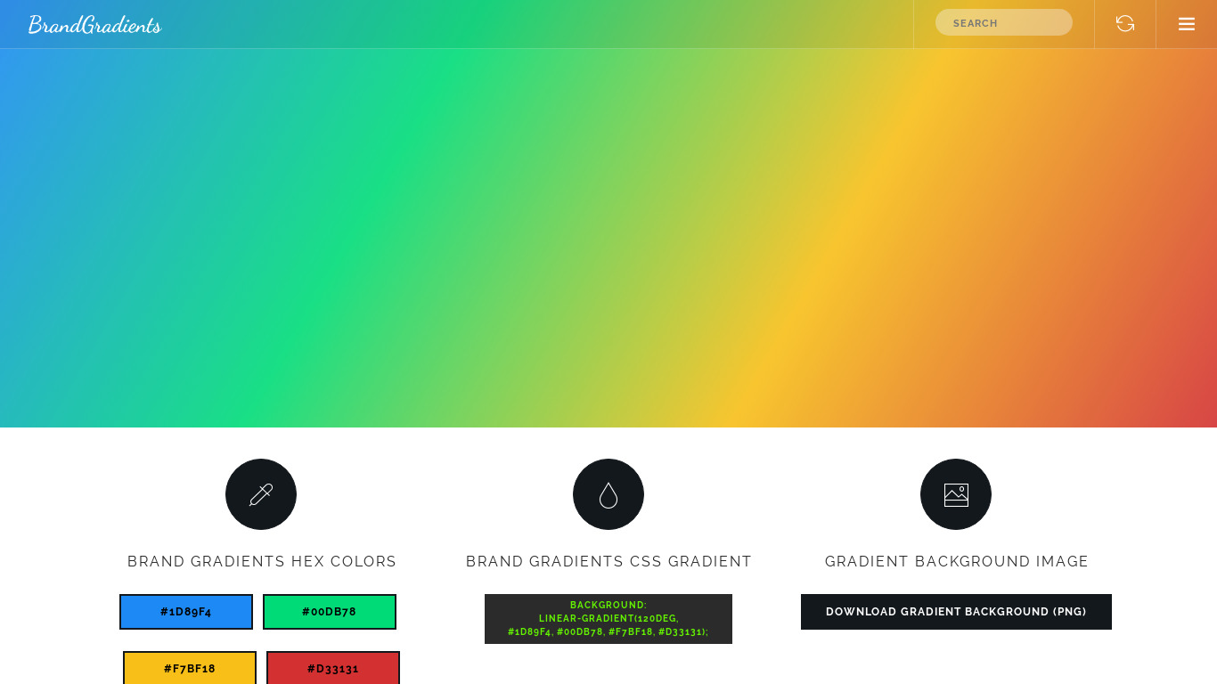 Brand Gradients Landing page