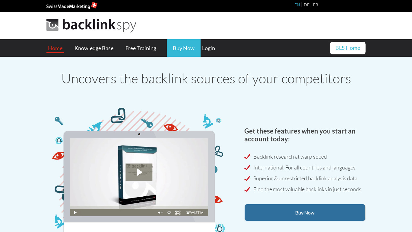 BacklinkSpy Landing page