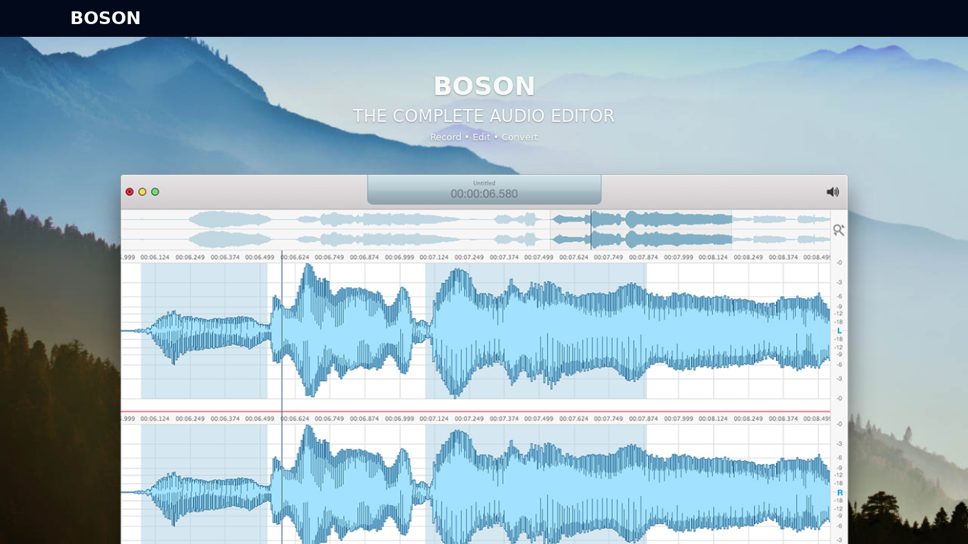 Boson Audio Editor Landing page