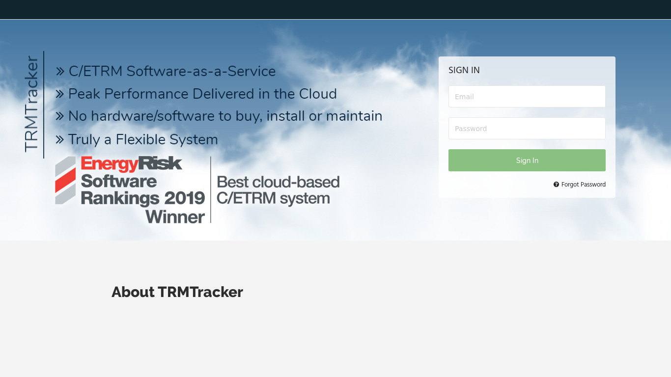 TRMTracker Landing page