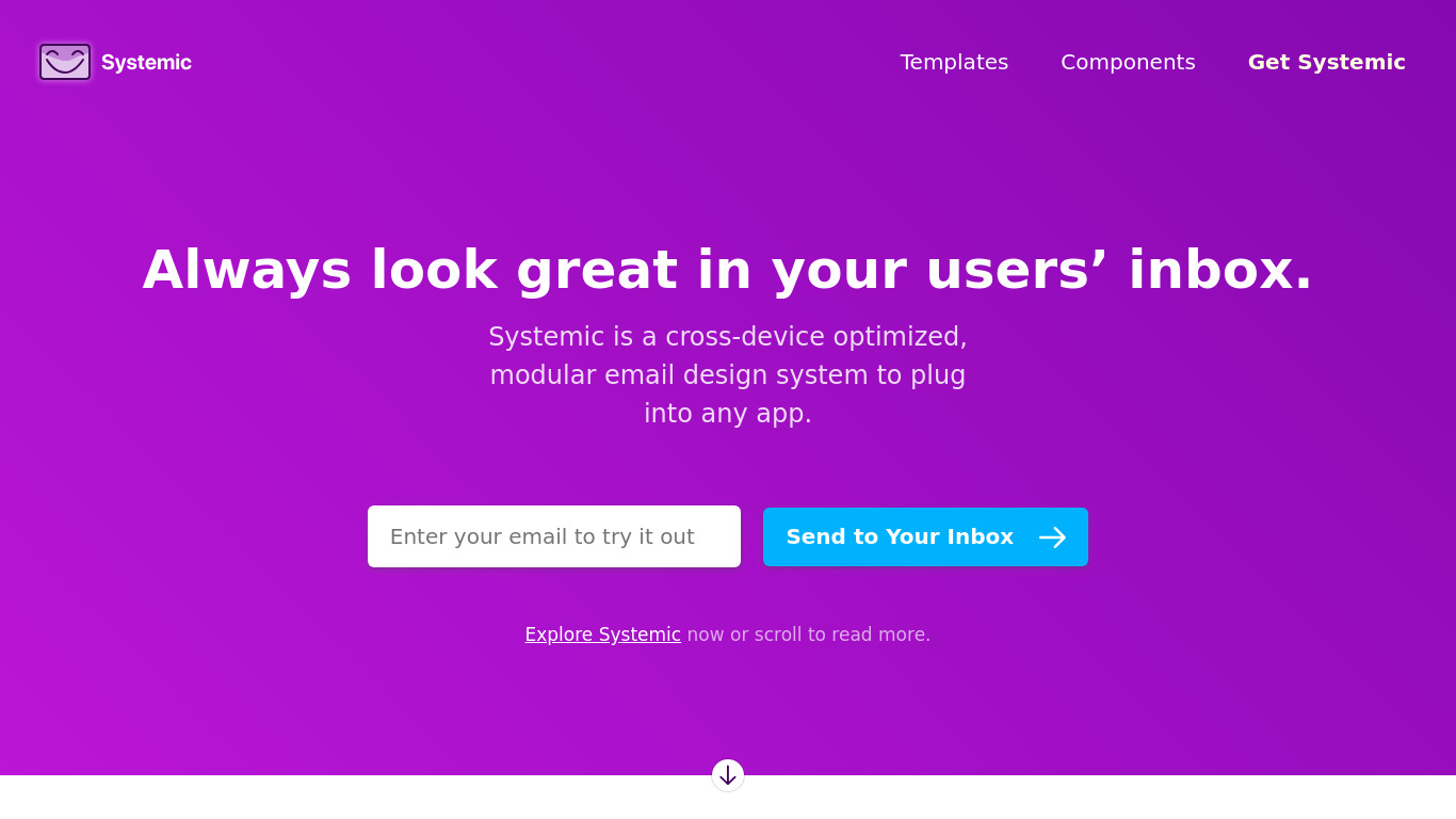 Systemic.email Landing page