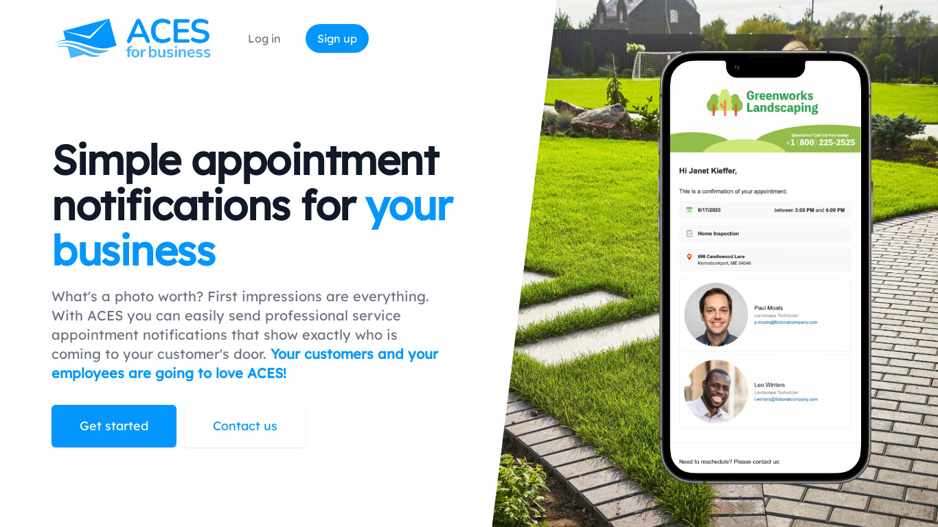 ACES for Business Landing page