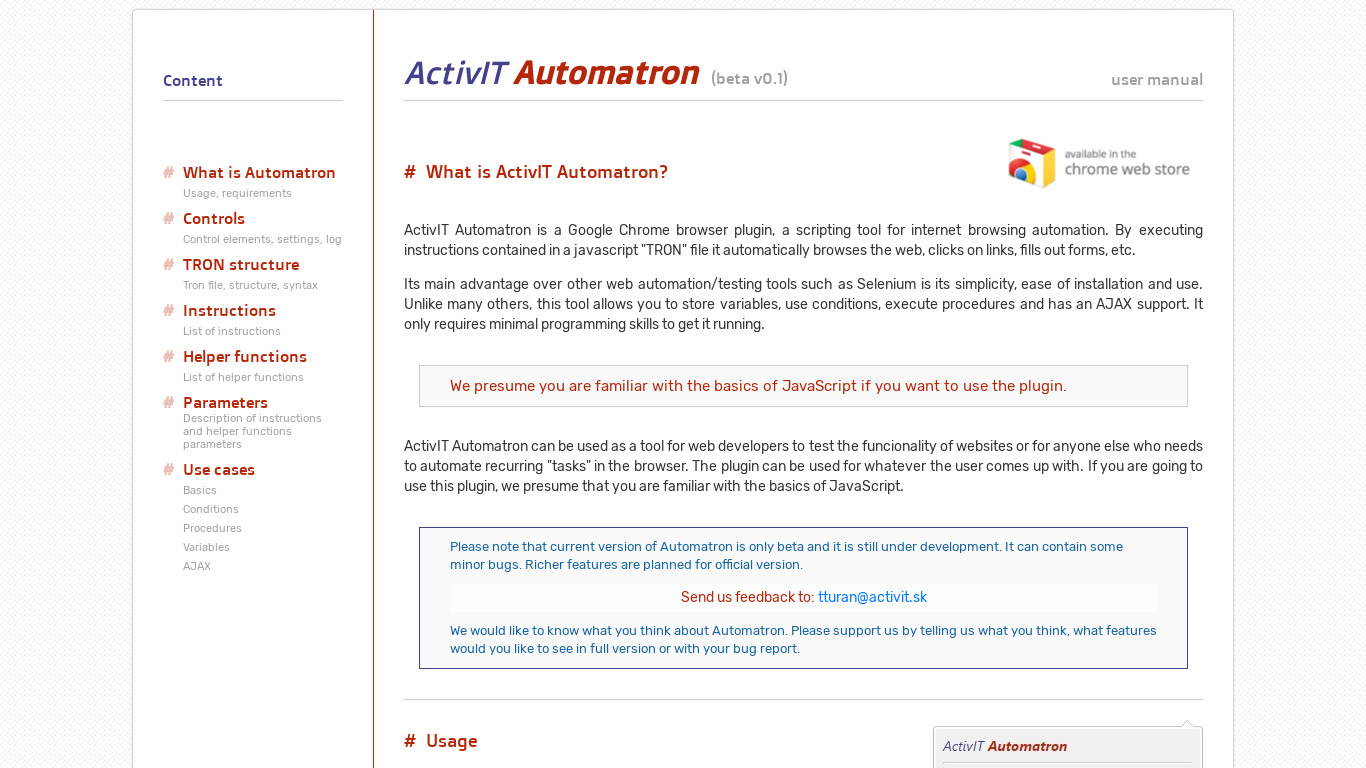 ActivIT Automatron Landing page