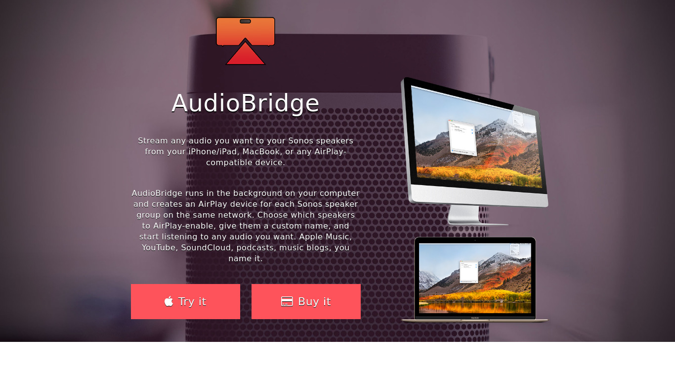 AudioBridge Landing page