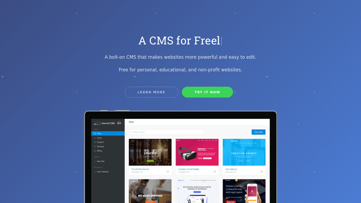 Surreal CMS Landing page