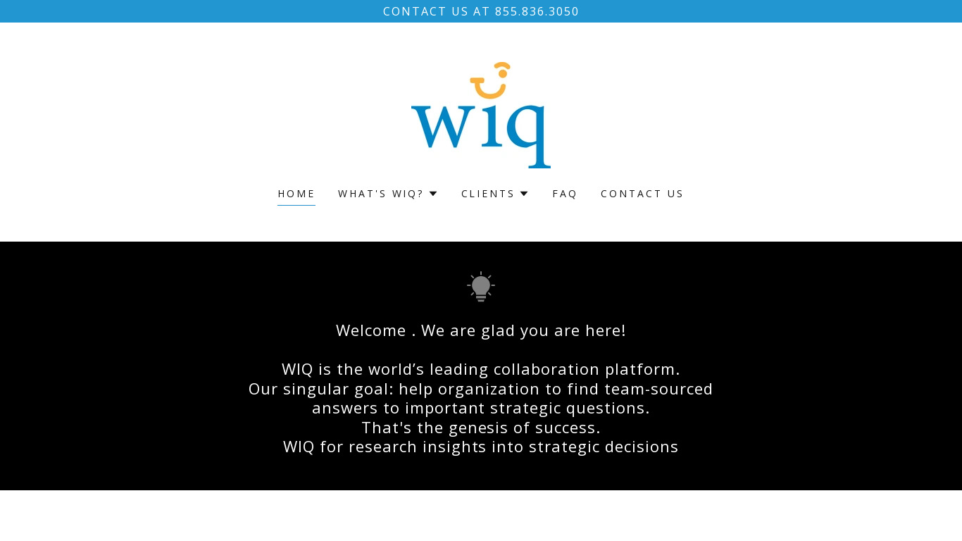 WIQ Landing page