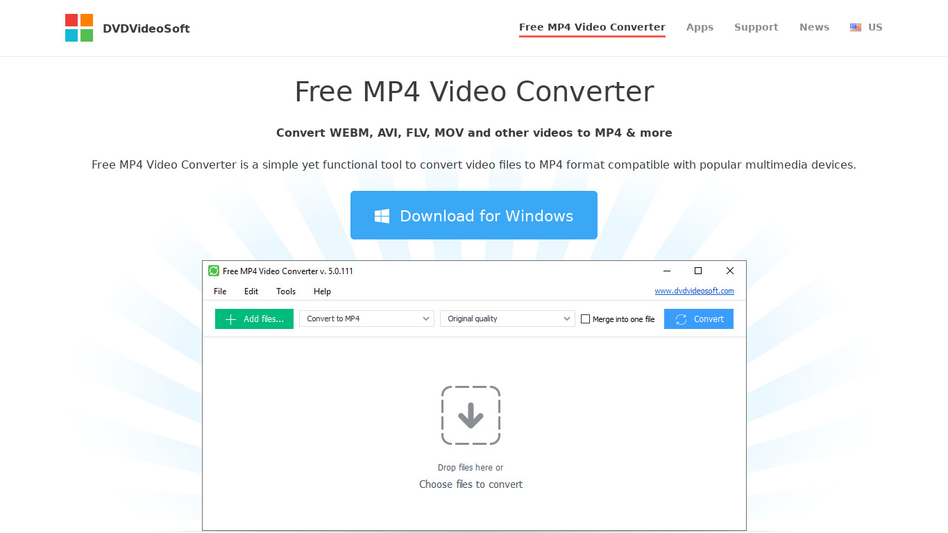 Free MP4 Video Converter Landing page