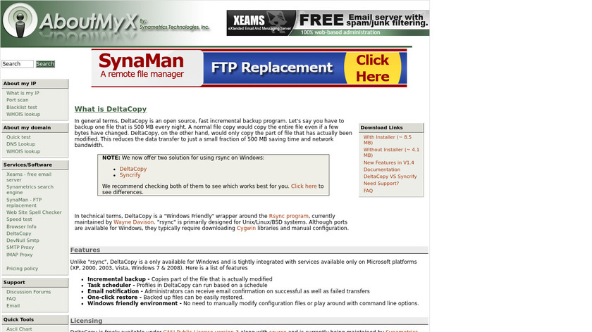 DeltaCopy Landing Page