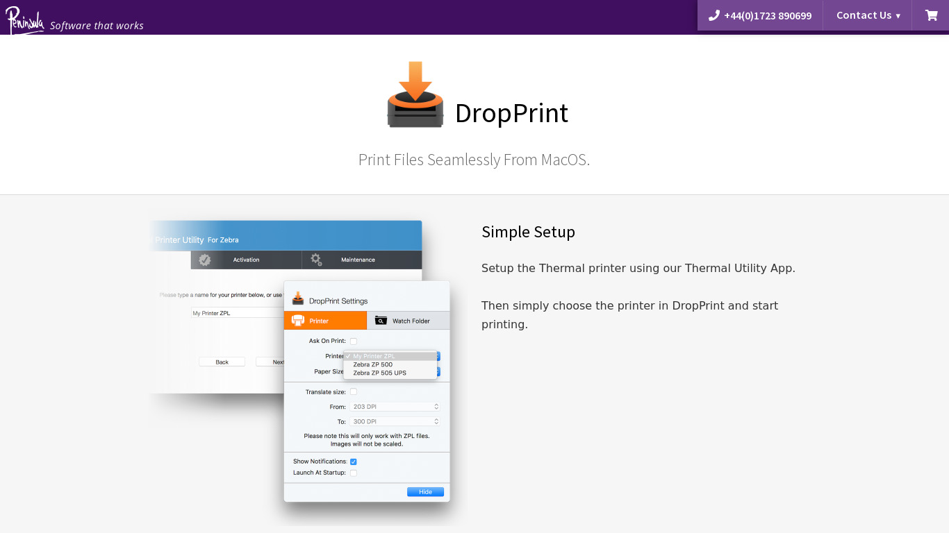 DropPrint Landing page