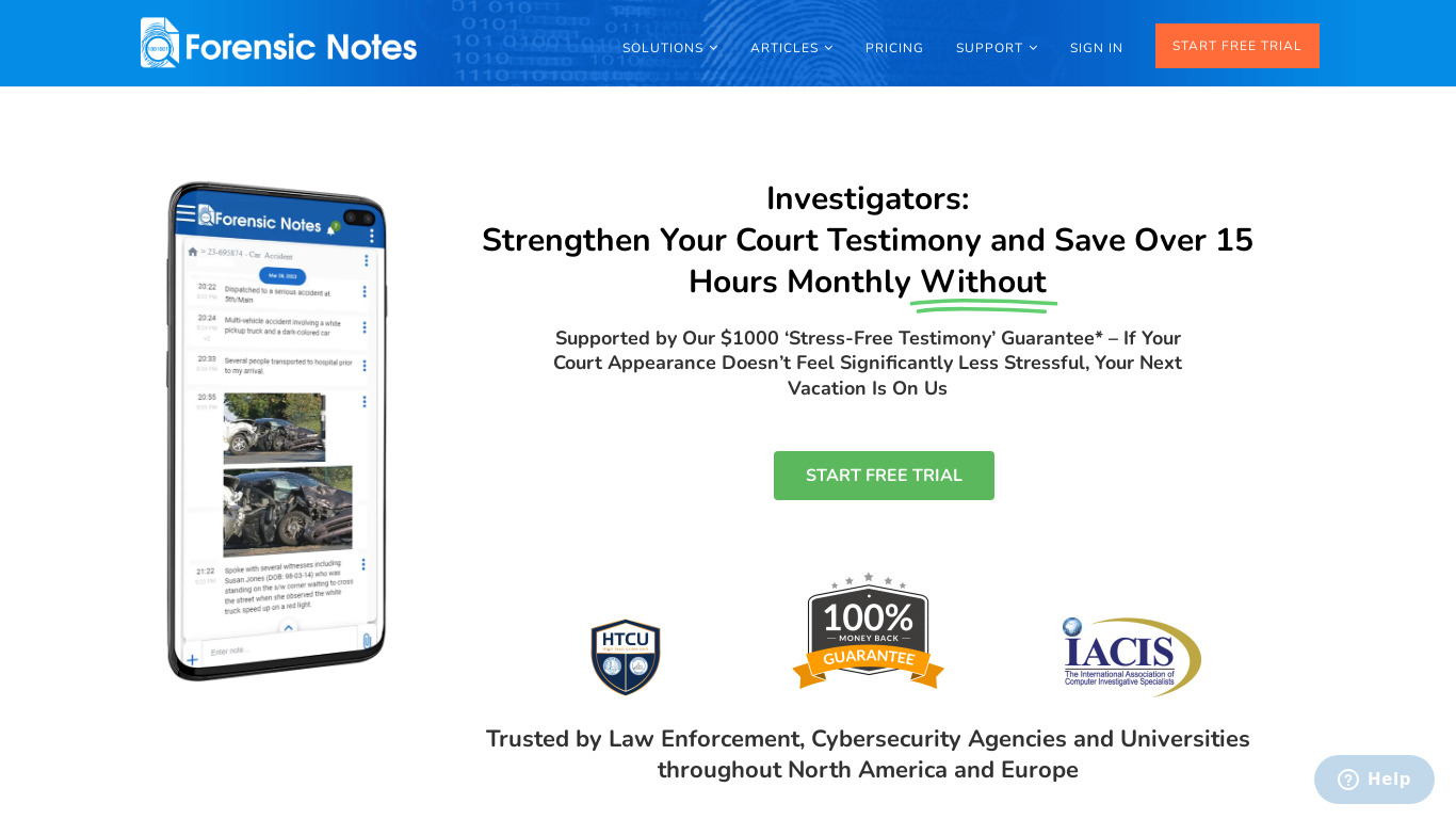 Forensic Notes Landing page