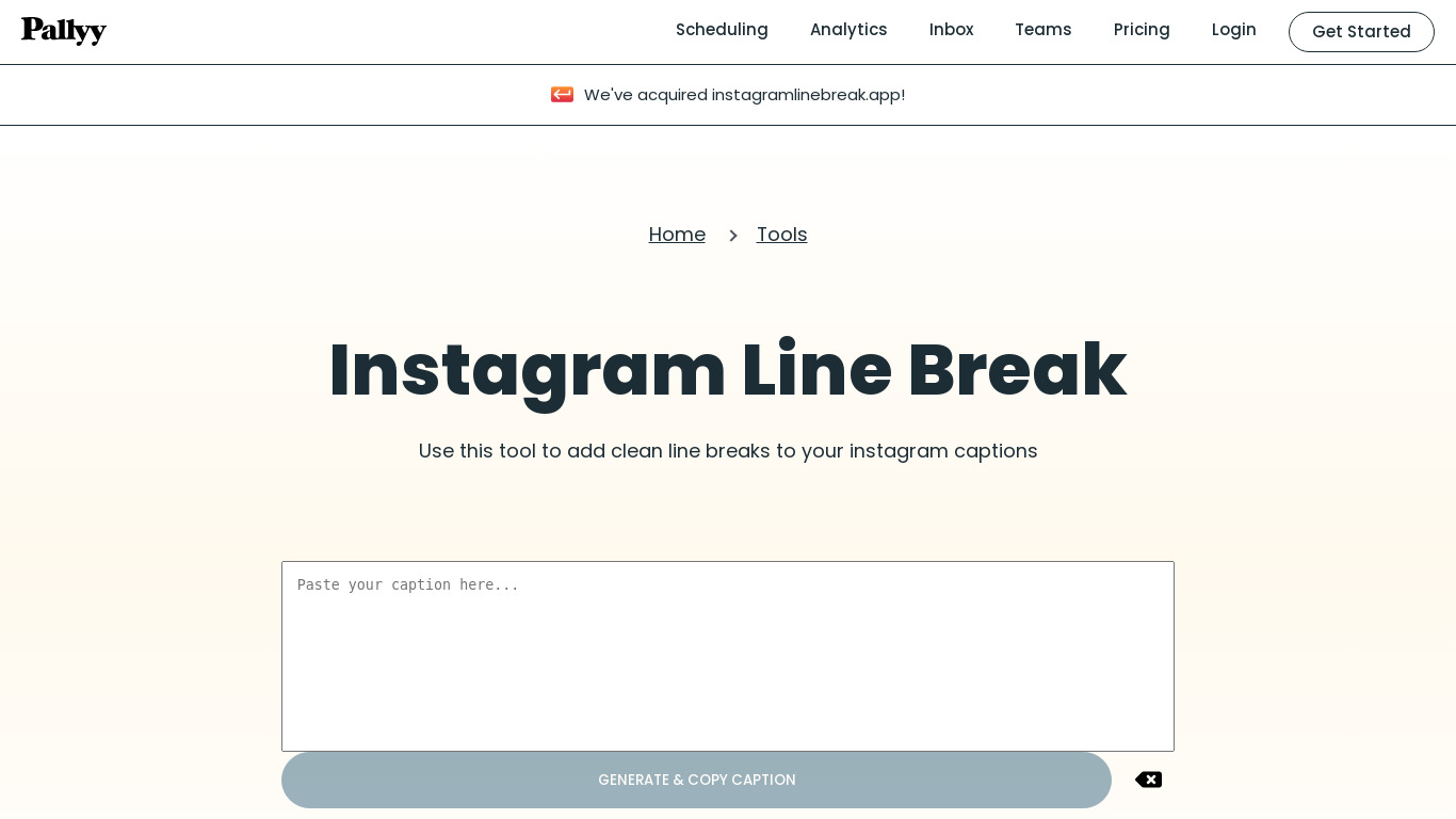 Instagram Line Break Landing page