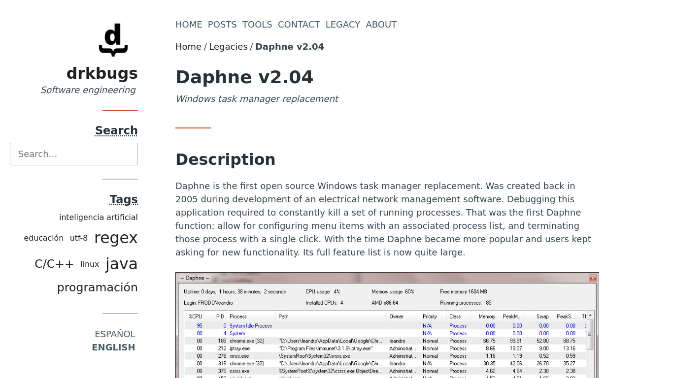 Daphne Landing page