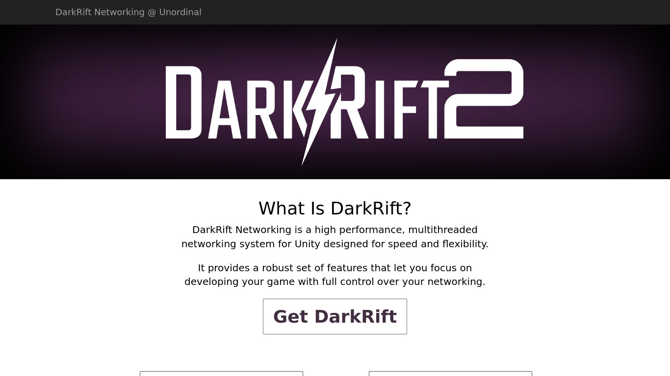DarkRift Networking Landing page