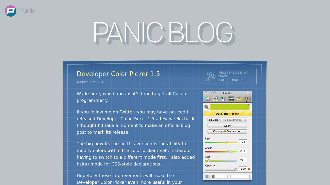 Developer Color Picker Landing page