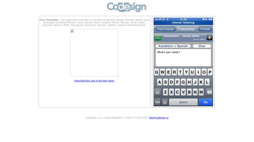 Free Translator Landing Page