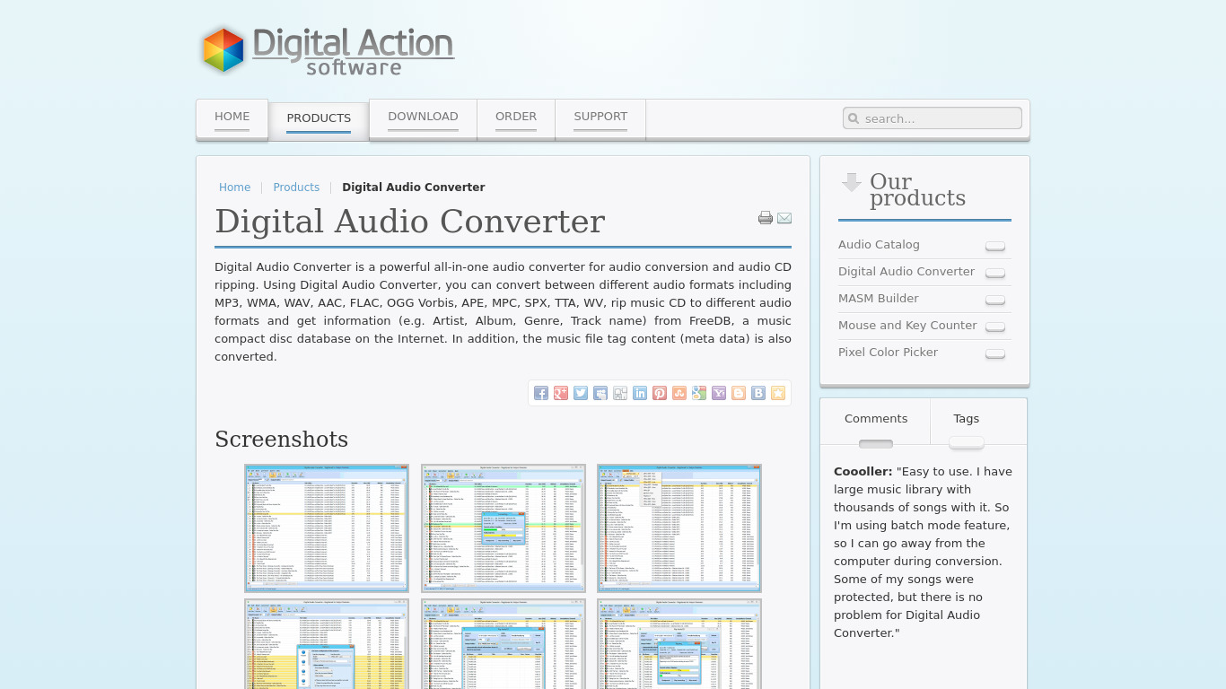 Digital Audio Converter Landing page