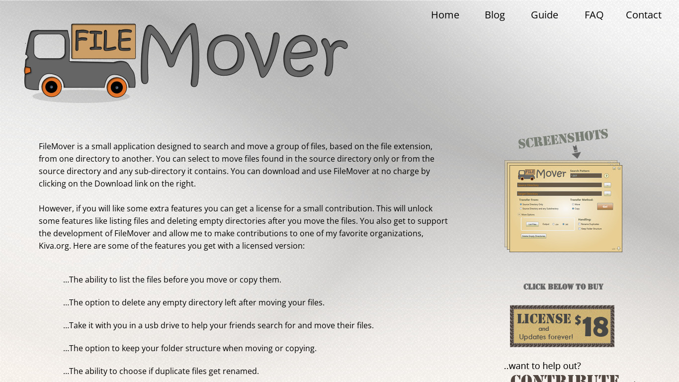 FileMover Landing page