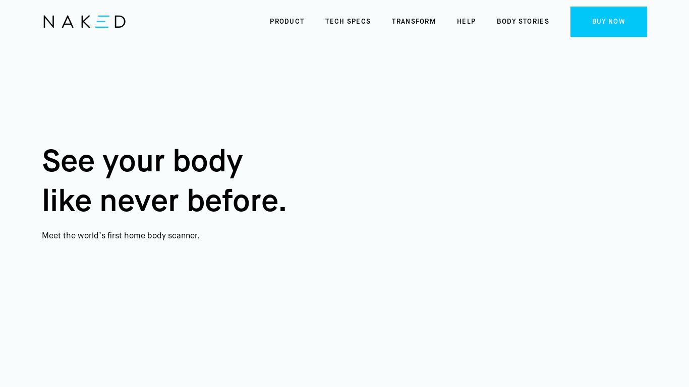 Naked Home Body Scanner Landing page