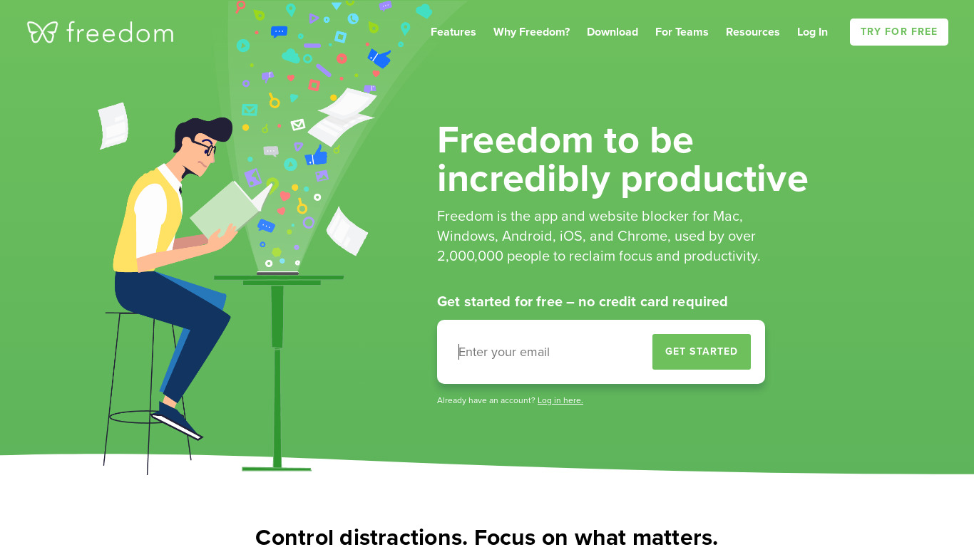 Freedom.to Landing page