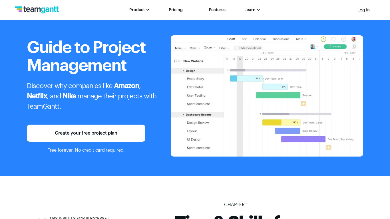 The Guide to Project Management Landing page