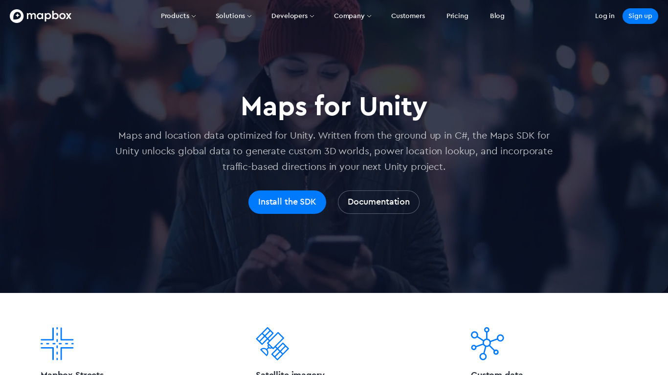 Mapbox Unity SDK Landing page