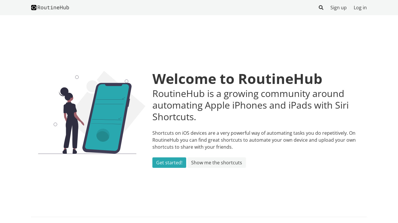 RoutineHub Landing page