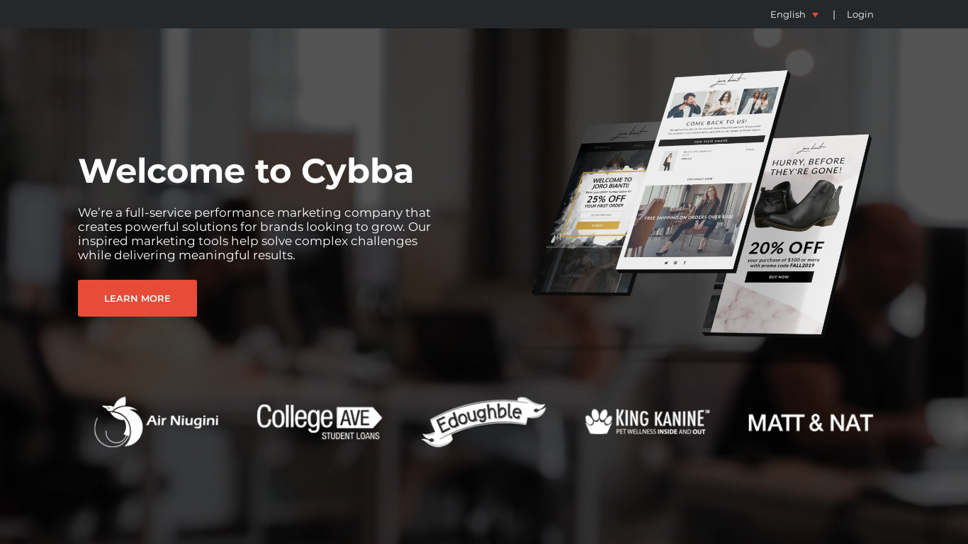 Cybba Landing page