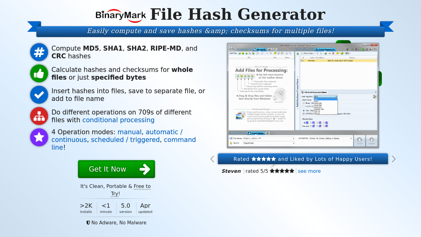 File Hash Generator Landing page