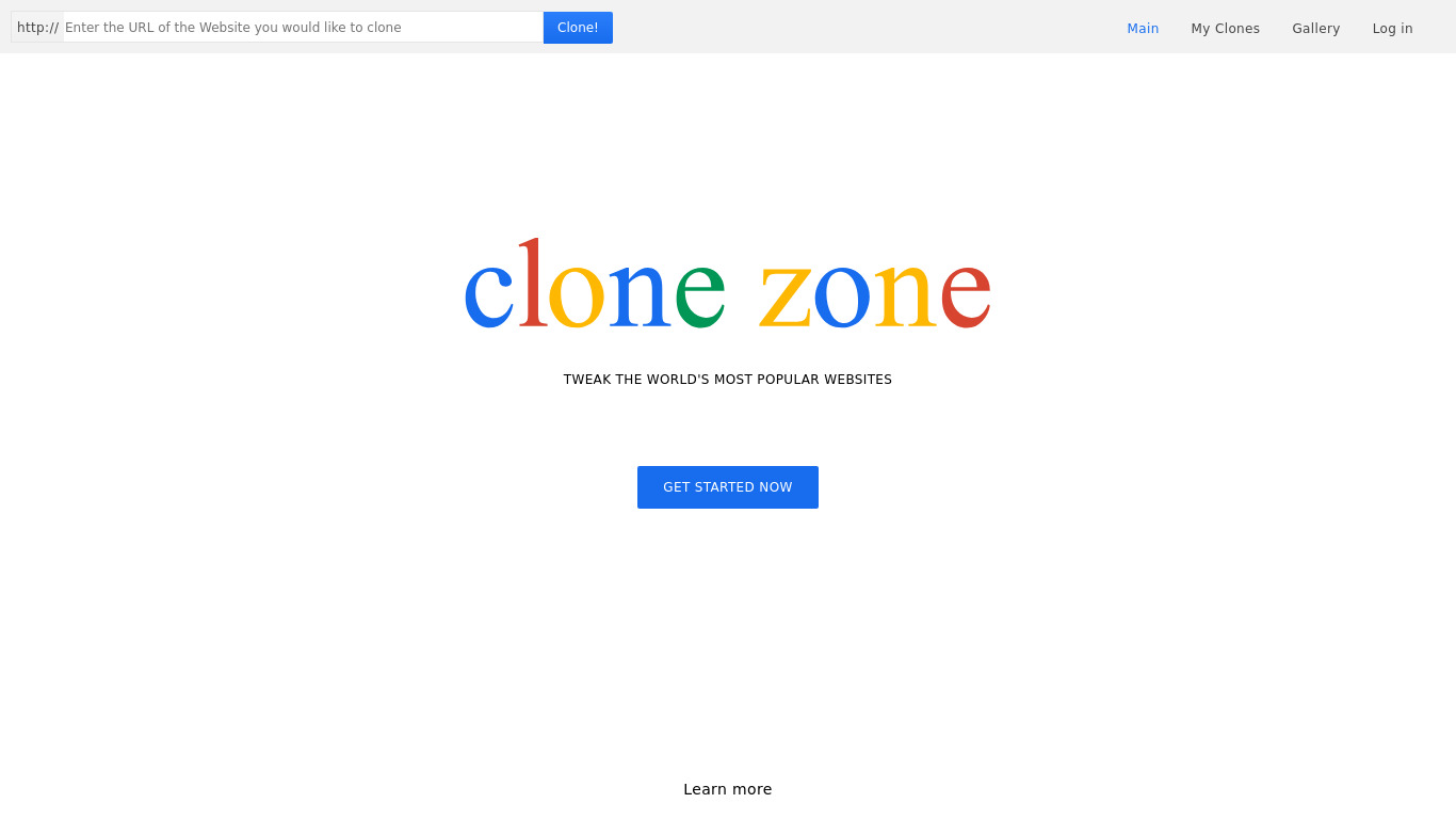 Clone Zone Landing page
